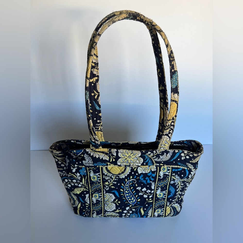 Vera Bradley Purse Tote Shoulder Ellie Elephant Blue Yellow Black retired